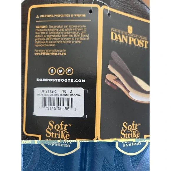 Dan Post Black Cherry Mignon Corona Cowboy Boots Men's 10d Western - Picture 9 of 16